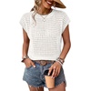 image:imageShort Sleeve Sweater for Women Trendy Womens Tops 2026 Summer Crew Neck T Shirts Cap Sleeve Fashion Clothing Travel Outfits Beach Vacation Clothes Ladies Tops Dressy Casual Lightweight White M