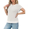 image:imageShort Sleeve Sweater for Women Trendy Womens Tops 2026 Summer Crew Neck T Shirts Cap Sleeve Fashion Clothing Travel Outfits Beach Vacation Clothes Ladies Tops Dressy Casual Lightweight White M
