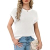 image:imageShort Sleeve Sweater for Women Trendy Womens Tops 2026 Summer Crew Neck T Shirts Cap Sleeve Fashion Clothing Travel Outfits Beach Vacation Clothes Ladies Tops Dressy Casual Lightweight White M
