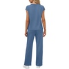 image:imageWIHOLL 2 Piece Sets for Women Casual Summer Travel Vacation Outfits Cap Sleeve Lounge SetBlue