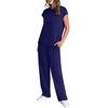image:imageWIHOLL 2 Piece Sets for Women Casual Summer Travel Vacation Outfits Cap Sleeve Lounge SetDark Blue