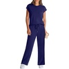 image:imageWIHOLL 2 Piece Sets for Women Casual Summer Travel Vacation Outfits Cap Sleeve Lounge SetDark Blue