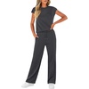 image:imageWIHOLL 2 Piece Sets for Women Casual Summer Travel Vacation Outfits Cap Sleeve Lounge SetDark Grey