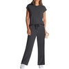 image:imageWIHOLL 2 Piece Sets for Women Casual Summer Travel Vacation Outfits Cap Sleeve Lounge SetDark Grey