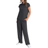 image:imageWIHOLL 2 Piece Sets for Women Casual Summer Travel Vacation Outfits Cap Sleeve Lounge SetDark Grey