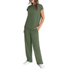 image:imageWIHOLL 2 Piece Sets for Women Casual Summer Travel Vacation Outfits Cap Sleeve Lounge SetGreen