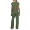 image:imageWIHOLL 2 Piece Sets for Women Casual Summer Travel Vacation Outfits Cap Sleeve Lounge SetGreen