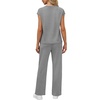 image:imageWIHOLL 2 Piece Sets for Women Casual Summer Travel Vacation Outfits Cap Sleeve Lounge SetGrey