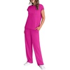 image:imageWIHOLL 2 Piece Sets for Women Casual Summer Travel Vacation Outfits Cap Sleeve Lounge SetHot Pink