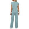 image:imageWIHOLL 2 Piece Sets for Women Casual Summer Travel Vacation Outfits Cap Sleeve Lounge SetLake Blue