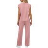 image:imageWIHOLL 2 Piece Sets for Women Casual Summer Travel Vacation Outfits Cap Sleeve Lounge SetPink