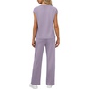 image:imageWIHOLL 2 Piece Sets for Women Casual Summer Travel Vacation Outfits Cap Sleeve Lounge SetPurple