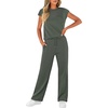 image:imageWIHOLL 2 Piece Sets for Women Casual Summer Travel Vacation Outfits Cap Sleeve Lounge SetRock Green