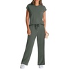image:imageWIHOLL 2 Piece Sets for Women Casual Summer Travel Vacation Outfits Cap Sleeve Lounge SetRock Green