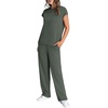 image:imageWIHOLL 2 Piece Sets for Women Casual Summer Travel Vacation Outfits Cap Sleeve Lounge SetRock Green