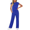 image:imageWIHOLL 2 Piece Sets for Women Casual Summer Travel Vacation Outfits Cap Sleeve Lounge SetRoyal Blue