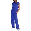 image:imageWIHOLL 2 Piece Sets for Women Casual Summer Travel Vacation Outfits Cap Sleeve Lounge SetRoyal Blue