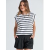 image:imageWIHOLL Cap Sleeve Tops for Women Summer Top Basic Tee Shirts Business Casual Tank Loose Fit 2026 FashionD  Black Stripe