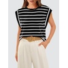 image:imageWIHOLL Cap Sleeve Tops for Women Summer Top Basic Tee Shirts Business Casual Tank Loose Fit 2026 FashionE  White Stripe