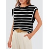image:imageWIHOLL Cap Sleeve Tops for Women Summer Top Basic Tee Shirts Business Casual Tank Loose Fit 2026 FashionE  White Stripe