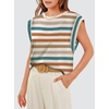image:imageWIHOLL Cap Sleeve Tops for Women Summer Top Basic Tee Shirts Business Casual Tank Loose Fit 2026 FashionF  Stripedorange