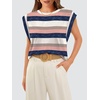 image:imageWIHOLL Cap Sleeve Tops for Women Summer Top Basic Tee Shirts Business Casual Tank Loose Fit 2026 FashionF  Stripedpink