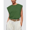 image:imageWIHOLL Cap Sleeve Tops for Women Summer Top Basic Tee Shirts Business Casual Tank Loose Fit 2026 FashionG  Green Polka Dots