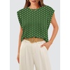 image:imageWIHOLL Cap Sleeve Tops for Women Summer Top Basic Tee Shirts Business Casual Tank Loose Fit 2026 FashionG  Green Polka Dots