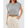image:imageWIHOLL Cap Sleeve Tops for Women Summer Top Basic Tee Shirts Business Casual Tank Loose Fit 2026 FashionG  Greywhite Stripe