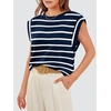 image:imageWIHOLL Cap Sleeve Tops for Women Summer Top Basic Tee Shirts Business Casual Tank Loose Fit 2026 FashionH  Navy Bluewhite Stripe