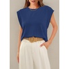 image:imageWIHOLL Cap Sleeve Tops for Women Summer Top Basic Tee Shirts Business Casual Tank Loose Fit 2026 FashionO  Navy Blue