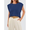image:imageWIHOLL Cap Sleeve Tops for Women Summer Top Basic Tee Shirts Business Casual Tank Loose Fit 2026 FashionO  Navy Blue