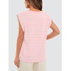 image:imageWIHOLL Cap Sleeve Tops for Women Summer Top Basic Tee Shirts Business Casual Tank Loose Fit 2026 FashionP  Pinkwhite Stripe