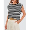 image:imageWIHOLL Cap Sleeve Tops for Women Summer Top Basic Tee Shirts Business Casual Tank Loose Fit 2026 FashionQ  Blackwhite Stripe