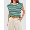 image:imageWIHOLL Cap Sleeve Tops for Women Summer Top Basic Tee Shirts Business Casual Tank Loose Fit 2026 FashionR  Greenwhite Stripe
