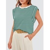 image:imageWIHOLL Cap Sleeve Tops for Women Summer Top Basic Tee Shirts Business Casual Tank Loose Fit 2026 FashionR  Greenwhite Stripe
