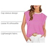 image:imageWIHOLL Cap Sleeve Tops for Women Summer Top Basic Tee Shirts Business Casual Tank Loose Fit 2026 FashionS  Fuchsiawhite Stripe