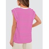 image:imageWIHOLL Cap Sleeve Tops for Women Summer Top Basic Tee Shirts Business Casual Tank Loose Fit 2026 FashionS  Fuchsiawhite Stripe