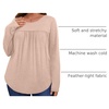 image:imageWIHOLL Long Sleeve Shirts for Women Pleated Fall Tops Crewneck Casual Tunic Tops to Wear with Leggings Fashion ClothingApricot