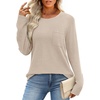 image:imageWIHOLL Long Sleeve Shirts for Women Waffle Knit Trendy Fall Fashion 2026 Dressy Casual Blouses Teacher OutfitsApricot