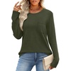 image:imageWIHOLL Long Sleeve Shirts for Women Waffle Knit Trendy Fall Fashion 2026 Dressy Casual Blouses Teacher OutfitsArmy Green