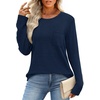 image:imageWIHOLL Long Sleeve Shirts for Women Waffle Knit Trendy Fall Fashion 2026 Dressy Casual Blouses Teacher OutfitsBlue