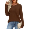 image:imageWIHOLL Long Sleeve Shirts for Women Waffle Knit Trendy Fall Fashion 2026 Dressy Casual Blouses Teacher OutfitsBrown