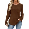 image:imageWIHOLL Long Sleeve Shirts for Women Waffle Knit Trendy Fall Fashion 2026 Dressy Casual Blouses Teacher OutfitsBrown