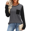 image:imageWIHOLL Long Sleeve Shirts for Women Waffle Knit Trendy Fall Fashion 2026 Dressy Casual Blouses Teacher OutfitsColor Block Grey