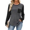 image:imageWIHOLL Long Sleeve Shirts for Women Waffle Knit Trendy Fall Fashion 2026 Dressy Casual Blouses Teacher OutfitsColor Block Grey