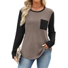 image:imageWIHOLL Long Sleeve Shirts for Women Waffle Knit Trendy Fall Fashion 2026 Dressy Casual Blouses Teacher OutfitsColor Block Khaki