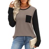 image:imageWIHOLL Long Sleeve Shirts for Women Waffle Knit Trendy Fall Fashion 2026 Dressy Casual Blouses Teacher OutfitsColor Block Khaki