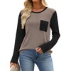 image:imageWIHOLL Long Sleeve Shirts for Women Waffle Knit Trendy Fall Fashion 2026 Dressy Casual Blouses Teacher OutfitsColor Block Khaki