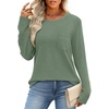 image:imageWIHOLL Long Sleeve Shirts for Women Waffle Knit Trendy Fall Fashion 2026 Dressy Casual Blouses Teacher OutfitsGreen